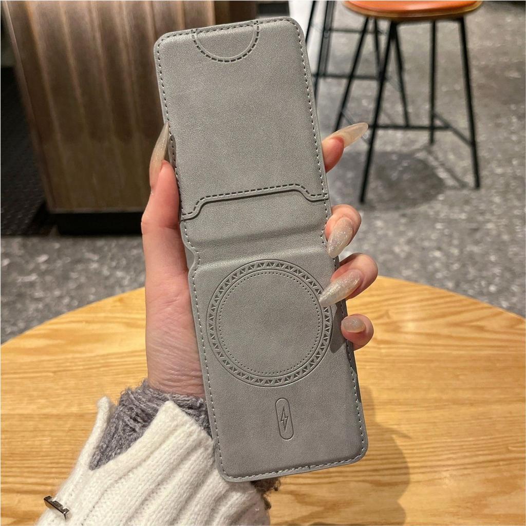 Apple iPhone 16 Promax Magnetic Magafe Bracket Leather Card Holder