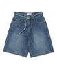 WEST GRAND BOULEVARD Bermuda Belted Washed Denim Shorts Blue