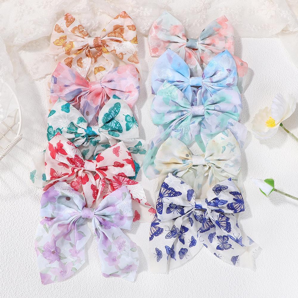 10Pcs random hair bows hair clips for women girls hair accessories fresh butterfly ponytail bowknot hair gripes