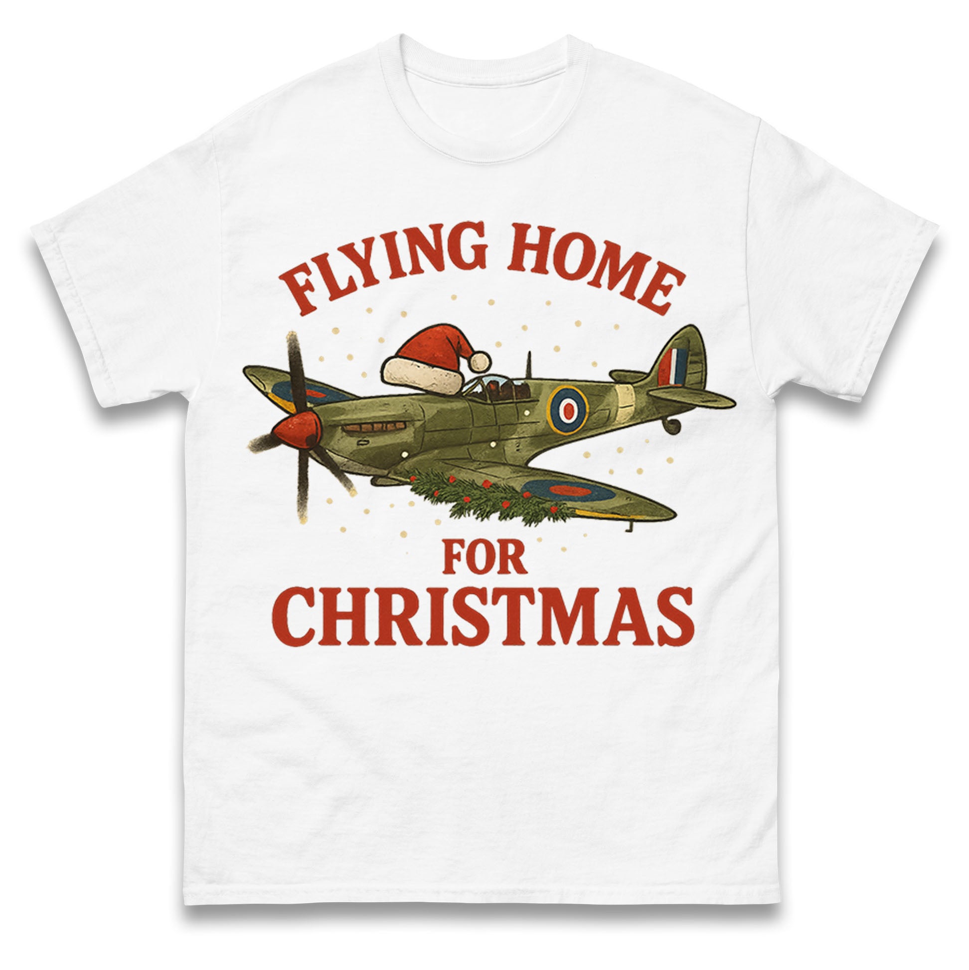 

Spitfire Flying Home for Christmas T Shirt Tshirt Mens Womens Unisex Tops Tees 3XL