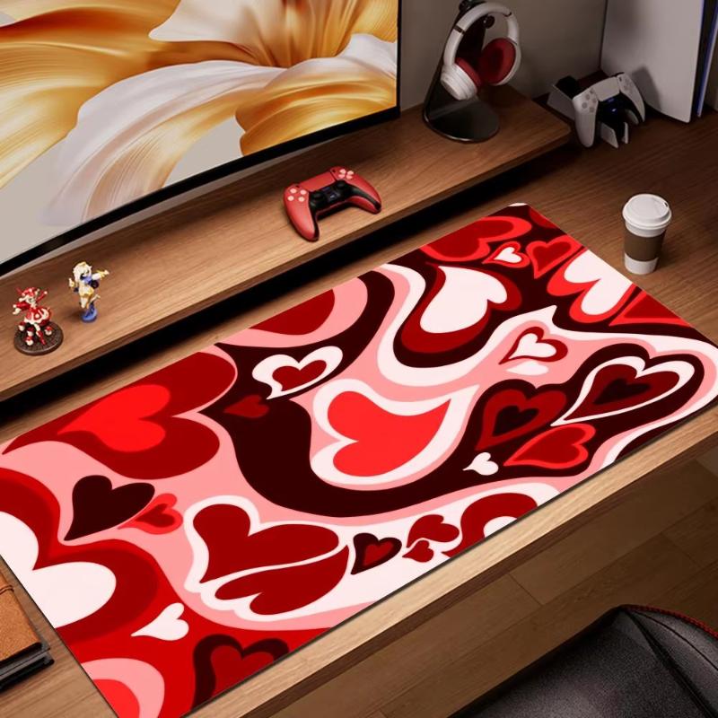 Pink Heart Swirl Kawaii Gaming Mouse Pad Large Extended Desk Mat Aesthetic NonSlip Desk Mat for Office Laptop