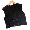Big V-neck Solid Color Knitted Vest for Women's Outerwear Cardigan Korean Version Sleeveless Jacket for Women