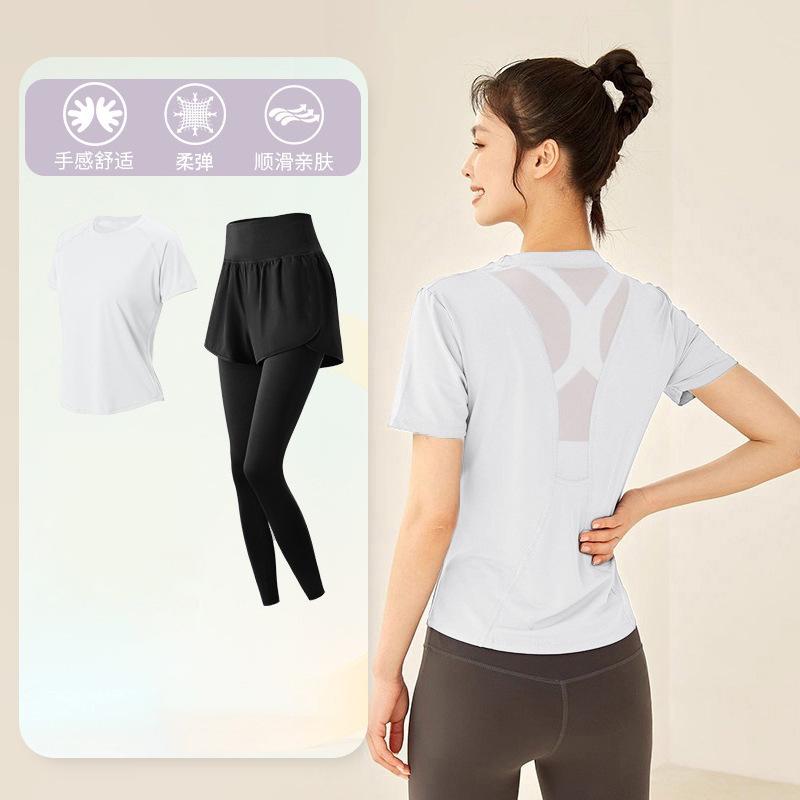 Tennis suit women's short-sleeved training clothes outdoor running quick-drying clothes thin badminton T-shirt fitness clothes
