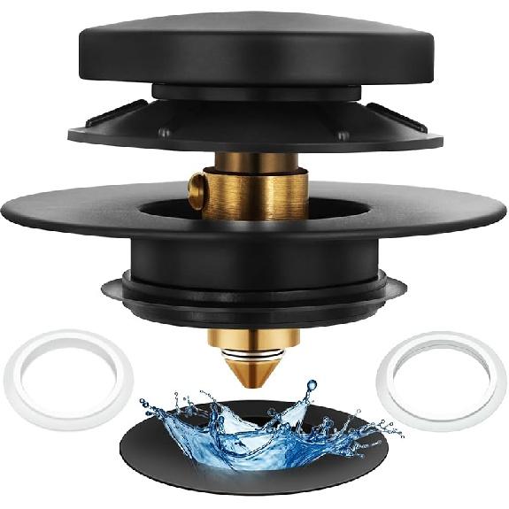 Tapón de bañera negro mate, tapones universales de drenaje de bañera para reemplazar la elevación y giro de la bañera, desagües de punta o Negro mate