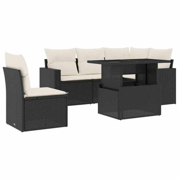 VidaXL Garden Lounge Set 6 Pcs with Cushions Black Braided Resin 3267276