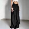 Sexy Nízký Pas Volné Rovné Kalhoty Dámské Letní Streetwear Móda Jednobarevné Dlouhé Kalhoty S Kapsami Ležérní Dámské Pantalon