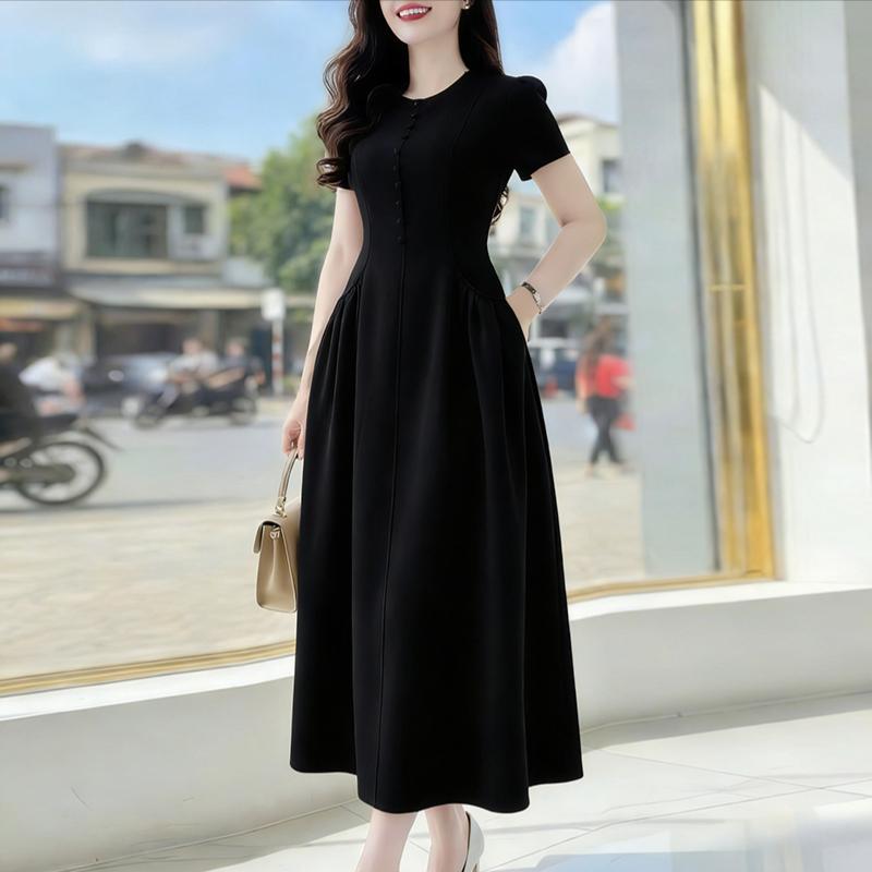 ZANZEA Women Casual Round Neck Solid Color Elegant Short Sleeve Dress