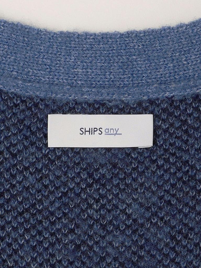 SHIPS any Shaggy Pattern Unisex Knit Cardigan, Men's, 2023AW, Blue, Size S (716460004)