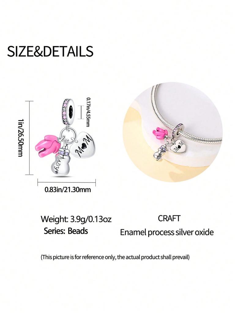 Charms Plata Heart-Shaped Happy Family Bead Charm Copper Plated Fit Charms Copper Original Bracelet For Jewelry Making Diy Charm