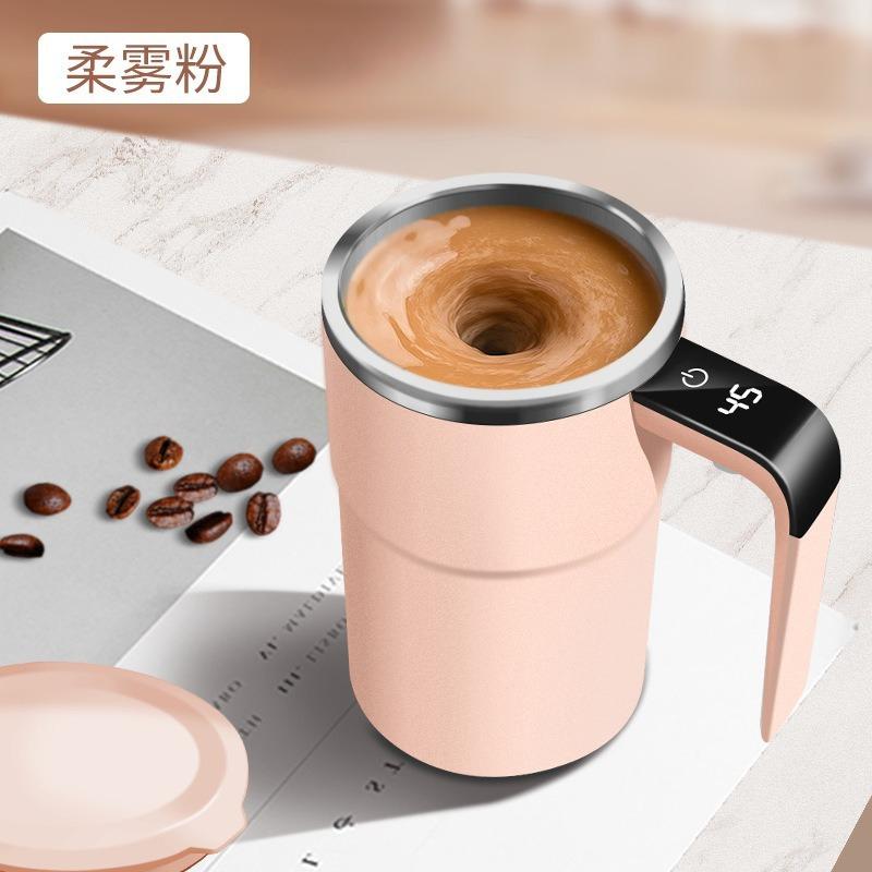 1Pc Fully Automatic Mixing Cup, Rechargeable Soy Milk Powder Shaking Water Cup, Intelligent Temperature Display Electric Magnetic Coffee Cup