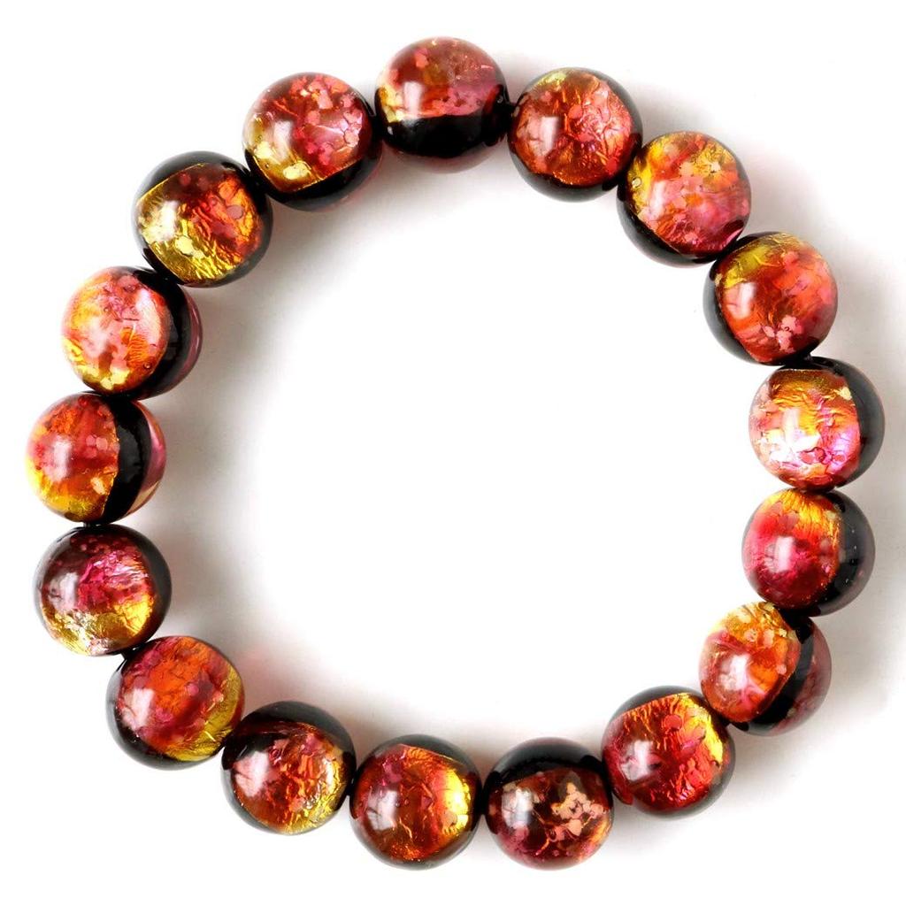 Kerama Sunset Orange Firefly Glass Bracelet for Men and Kerama Inner 20cm Glow-in-the-dark Women, 12mm, Okinawa, Islands, Diameter Approx.