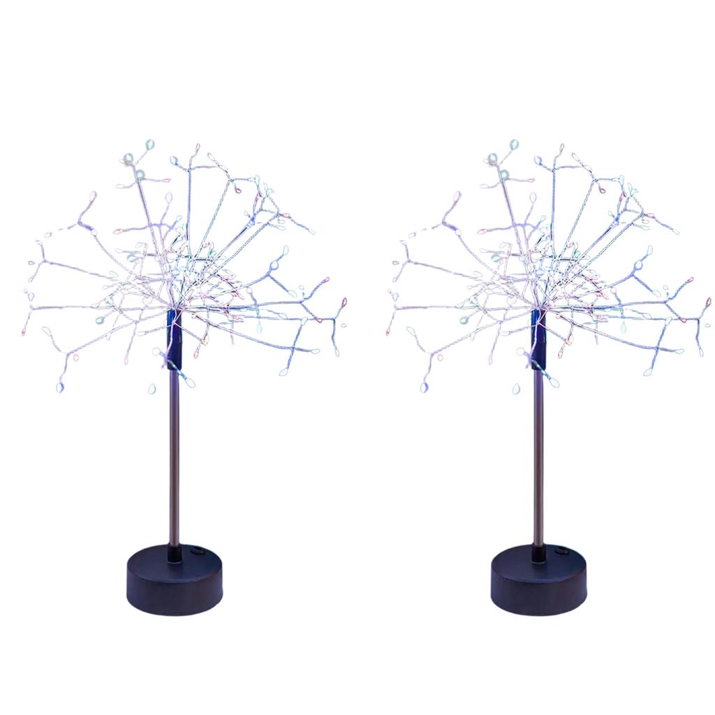 Mini Table Starburst Silver Lights Battery & USB Operated LED Christmas Starburst Firework Lamp for Xmas Party Home Decor