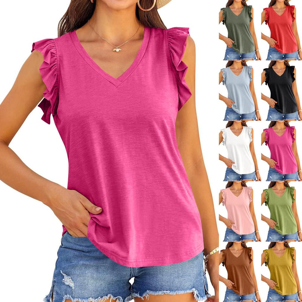 T Shirts For Women Pleated V-Neck Dressy Casual Blouses Printing Short Sleeve Summer Tops Loose Fit
