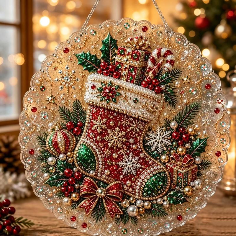 1 sada Kovový řetízek 3D Perlové korálky různých velikostí Řemesla Vánoční Perlové Kamínkové Malování Suncatcher Sada DIY Řemeslo Slavnostní Dekorace