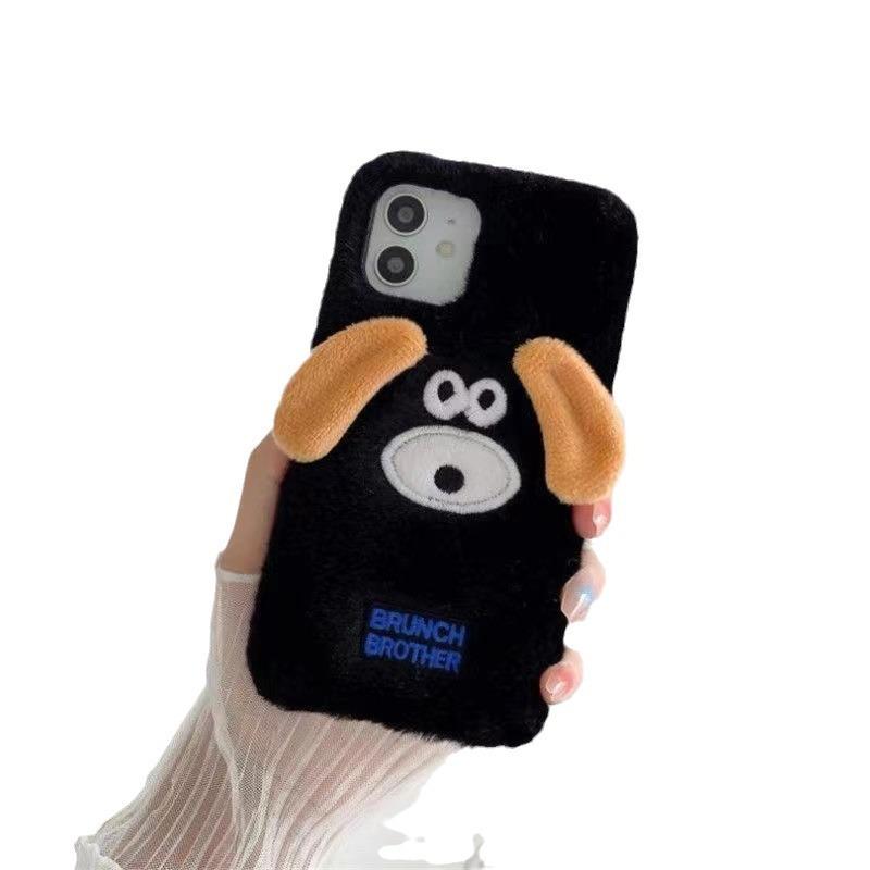 Ins Cute Dog for Apple 16promax Phone Case Plush X Autumn/Winter IPhone 15 Couple 13 Soft 12 Female 14