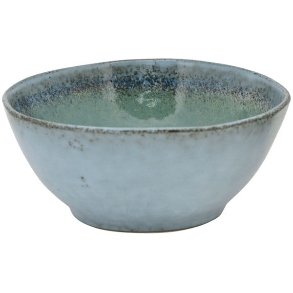 Blue hand-glazed stoneware bowl, rustic style