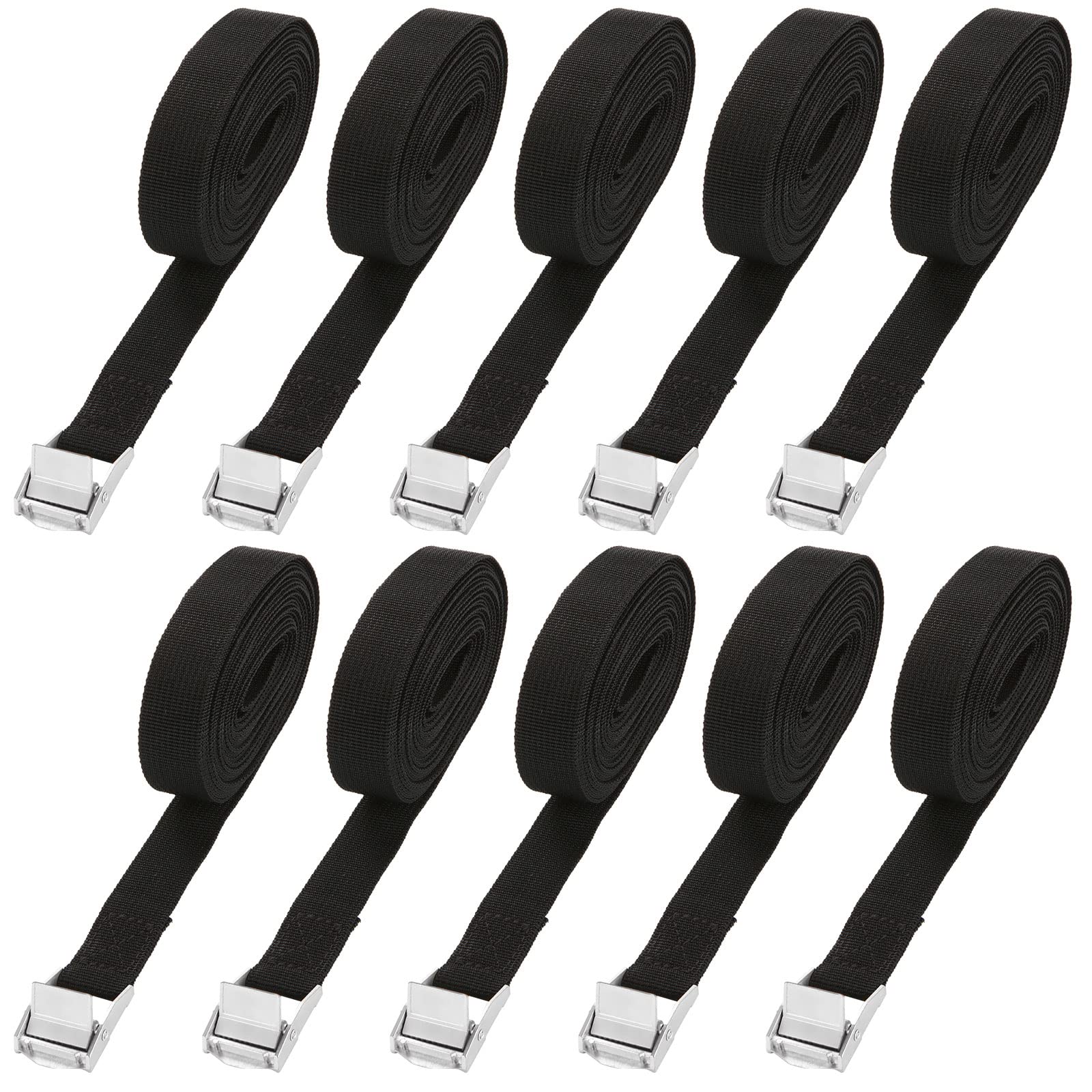 

RILIHII of Cargo Straps for and Earthquake Preparedness Supplies 5m 25mm 100kg Load 300kg Breaking [Set 10] Tie-Down Luggage, Motorcycles, Transport, чорний