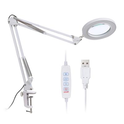 Lupe Vergrößerungsglas mit LEDs Klemmenclip Licht 8-fache Vergrößerung 10 Stufen einstellbare Helligkeit Temperaturwechsel Lampe