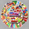 50pcs Cute Cartoon Train & Car Stickers for Luggage and Water Bottles – Waterproof Decorative Guka Stationery Stickers