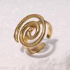 Simple Personality Stainless Steel Geometric Spiral Vortex Adjustable Opening Ring for Women Finger Jewelry Accessories Gifts