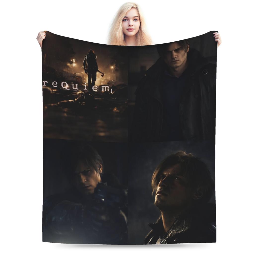 Residents Evils 9 Leon Keneddy Blanket Multi-size Warm Cozy Fluffy Games Throw Blankets for Couch Sofa and Bed