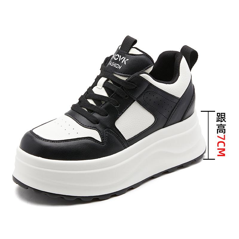 Leather little white shoes women's fashion autumn and winter platform sports board shoes trend round head casual women's shoes versatile shoes
