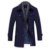 Men's Mid-Length Wool Coat with Scarf Collar and Thick Cotton Lining