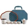 Portable tea set Wisteria flower cover bowl set Travel outdoor Kung Fu camping Dehua suet jade ceramic Kuaike tea set