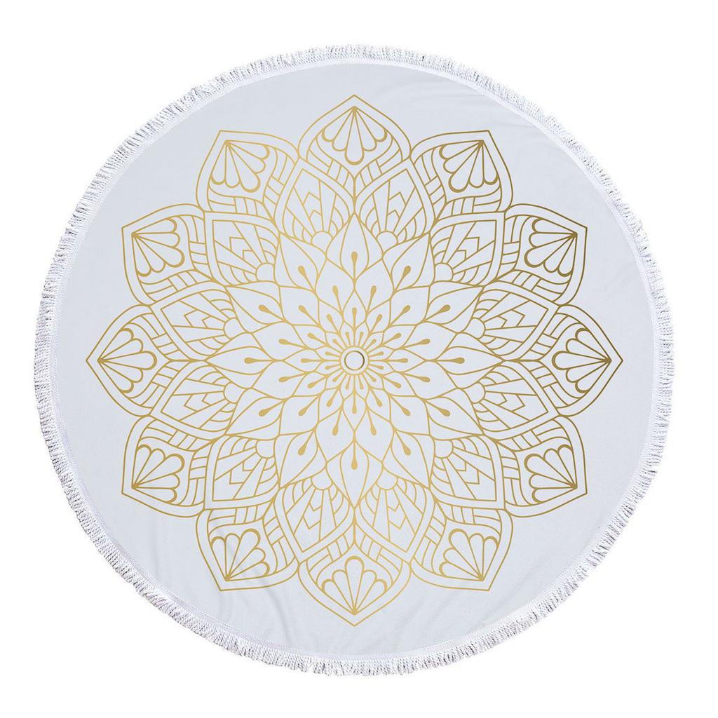 Bohemia Mandala Round Beach Towel Tassels Microfiber Exotic Flower Geometric Pattern Bath Towel Picnic Yoga Mat Bikini Cover Up