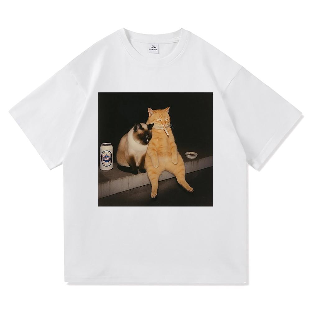 Divertente Gatto Che Fuma Sigaretta Meme Maglietta Moda Abbigliamento Donna Vintage Harajuku Vestiti T-shirt Harajuku Manica Corta Casual