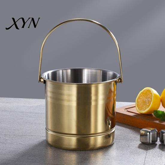 KTV Ice Bucket Stainless Steel with Removable Strainer, Bar Wine Champagne Multi-use Cooler for Beer Red Wine, Portable Snacks Home Gatherings