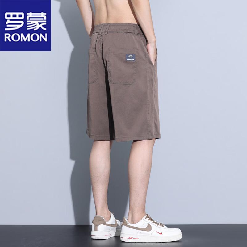 ROMON Men s Ice Silk Casual Straight Denim Shorts 28 верблюд