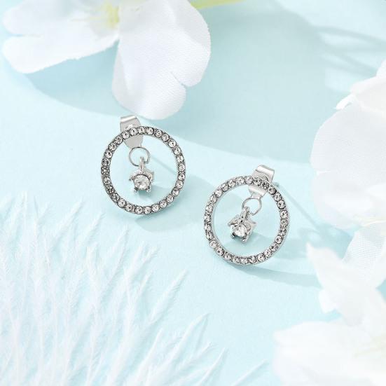 

1 пара серег-гвоздиков с геометрическим узором, круглая съемная подвеска, элегантный цвет, сверкающие стразы, капли