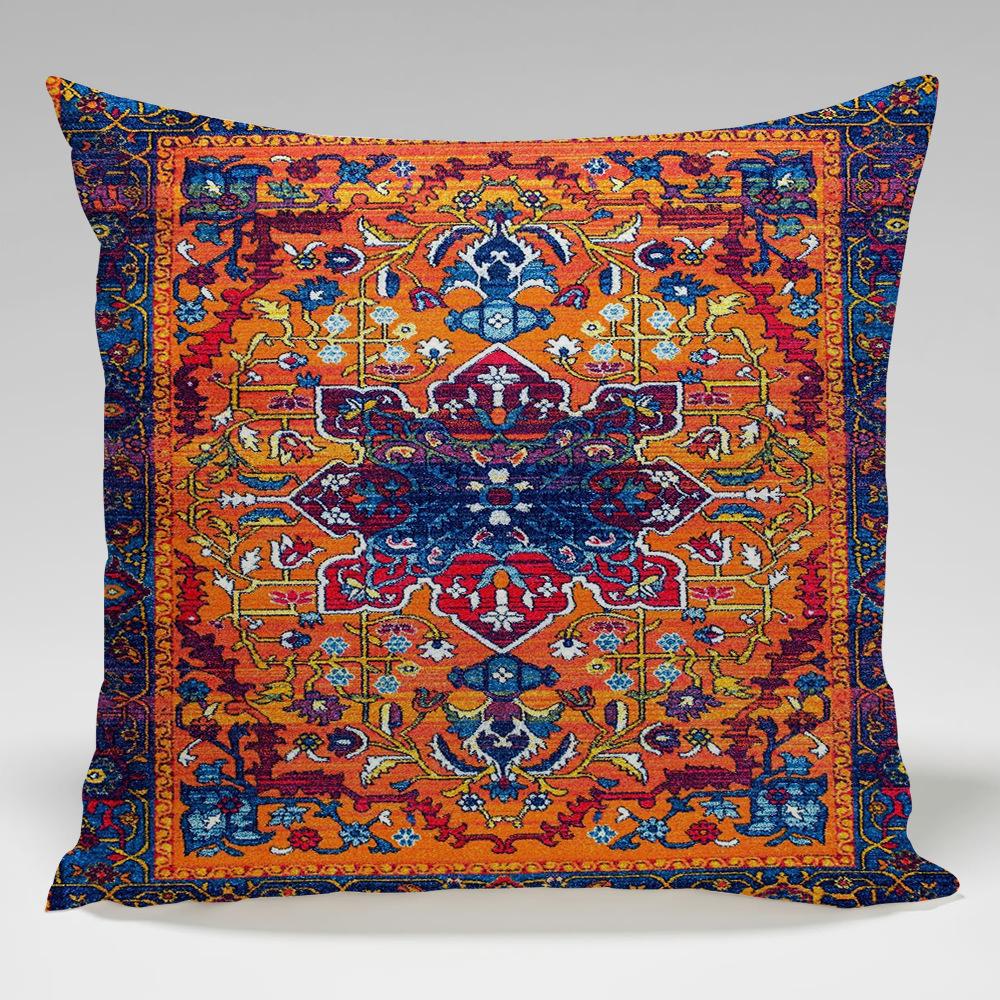 Retro Persian Geometric Patterns Throw Pillow Cover With Short Plush Print For Living Room Sofa Decoration Cushion Cover