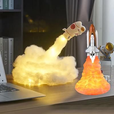Lampe de nuit USB DIY créative en forme de fusée à LED, nuages colorés, astronaute, décoration d'ambiance, lampe de chevet, cadeau pour enfants, décoration de chambre