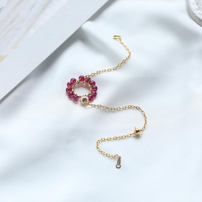 Natural Crystal Garnet Bracelet Women'S Diy Handmade Simple Jewelry Accessories 14K Gold Bracelet