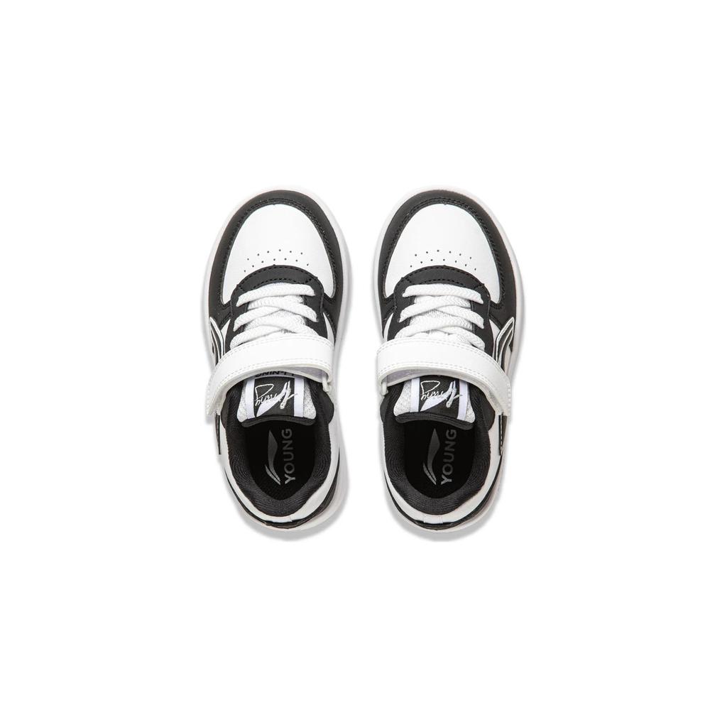 Li Ning Kids Comfortable Versatile Shock Absorbing Durable Low Top Casual Shoes Kids Sneaker Black White YKNS134-15