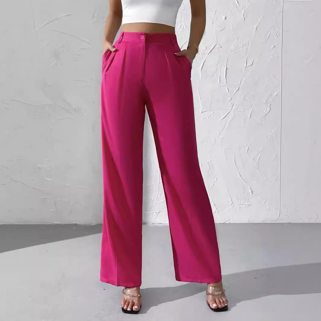 

Solid Elegant High Drape Straight Suit Long Pants for Women Casual Fashion High Waist Wide Leg Long Pant with Pockets Work Office Comfortable Pants XL