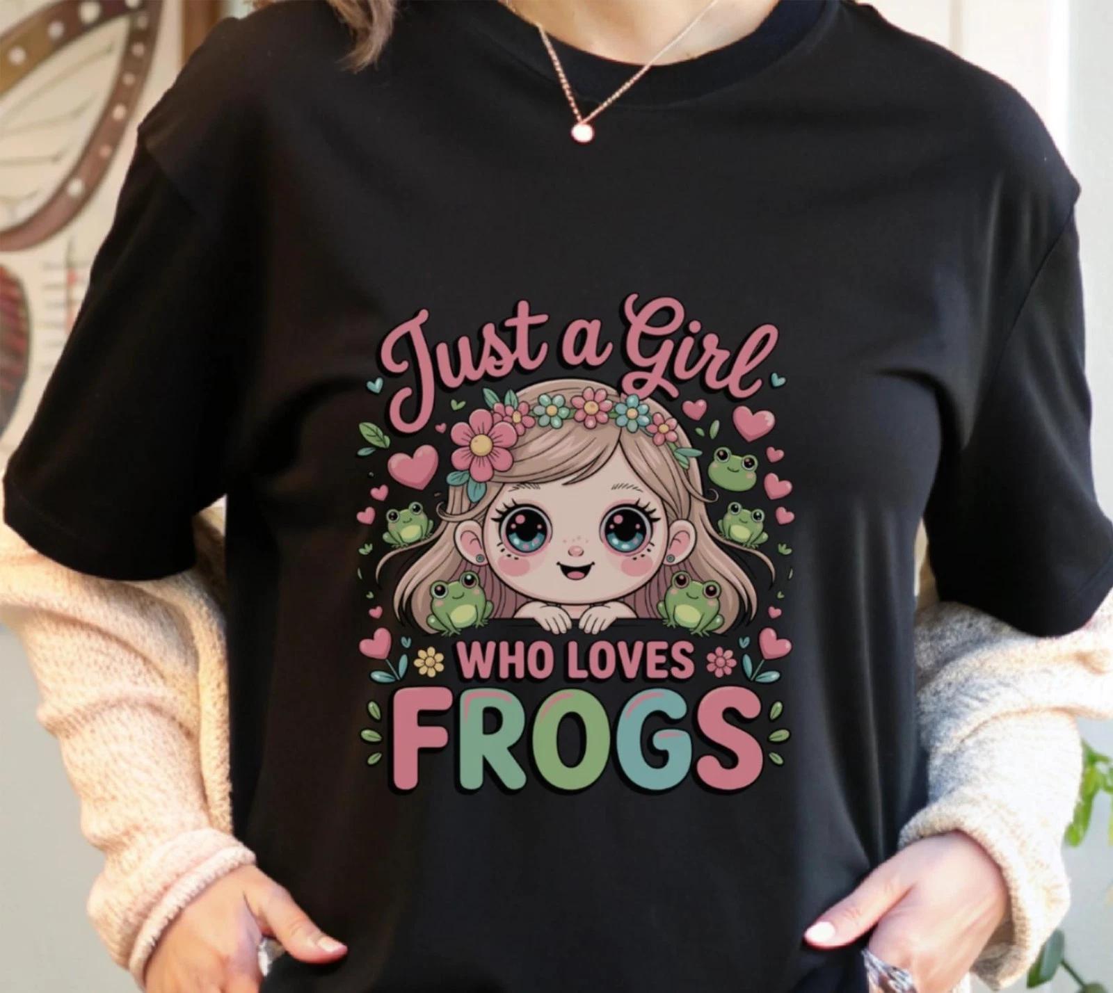 Just a Girl Who Loves Frogs T-Shirt, Cute Funny Frog T Shirt for Her S