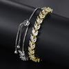 Exquisite Elegant Ice Out Leaves Cubic Zirconia Adjustable Bracelet For Women Wedding Party Gift Fashion Jewelry Dropshipping