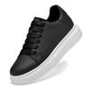 Men's 8CM Height-Boosting White Low-Top Cowhide Casual Shoes, Thick Sole, Large Sizes, Youth Fashion
