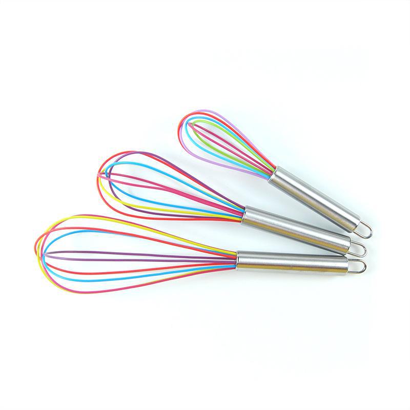 Frusta colorata in silicone con manico in acciaio inossidabile - Disponibile in 8, 10, 12 pollici