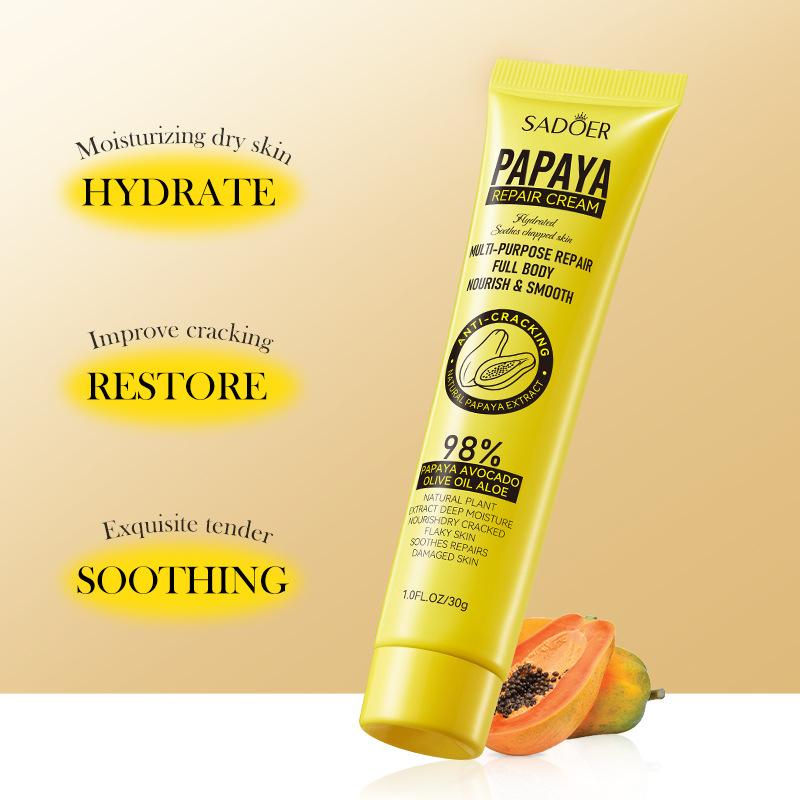 SADOER Papaya Moisturizing Cream Anti Cracking Repair Hydrating Heel Neck Face Universal Body Cream Skin Care Products