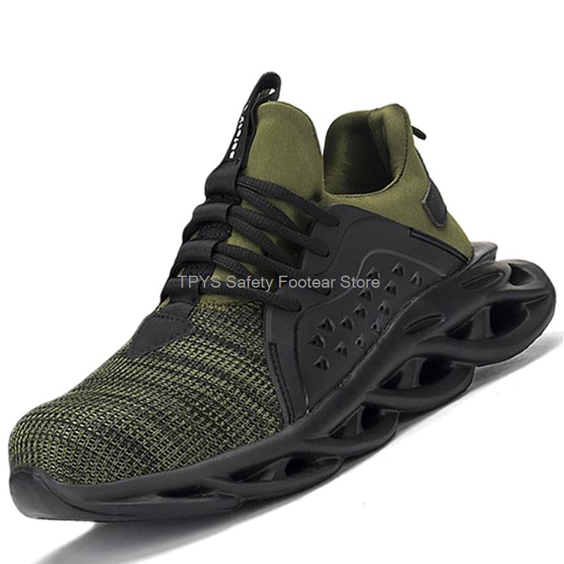 Fashion Ligthweight Safety Shoes Men Mesh Breathable Work Shoes Anti-smash Puncture Proof Work Safety Boots Man Steel Toe Sneaker Male