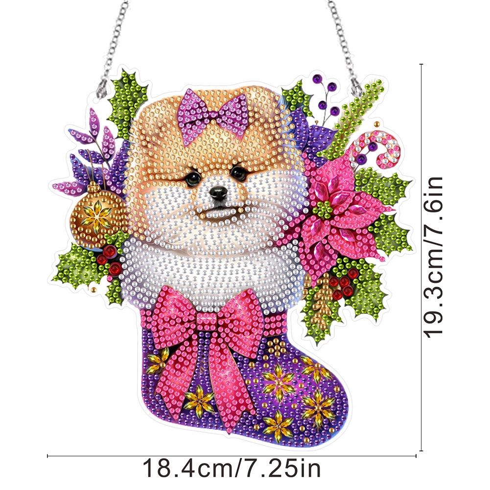 Special Shaped Christmas Puppy Diamond Painting Hanging Ornaments Kit Acrylic Diamond Painting Hanging Decorations for Beginner