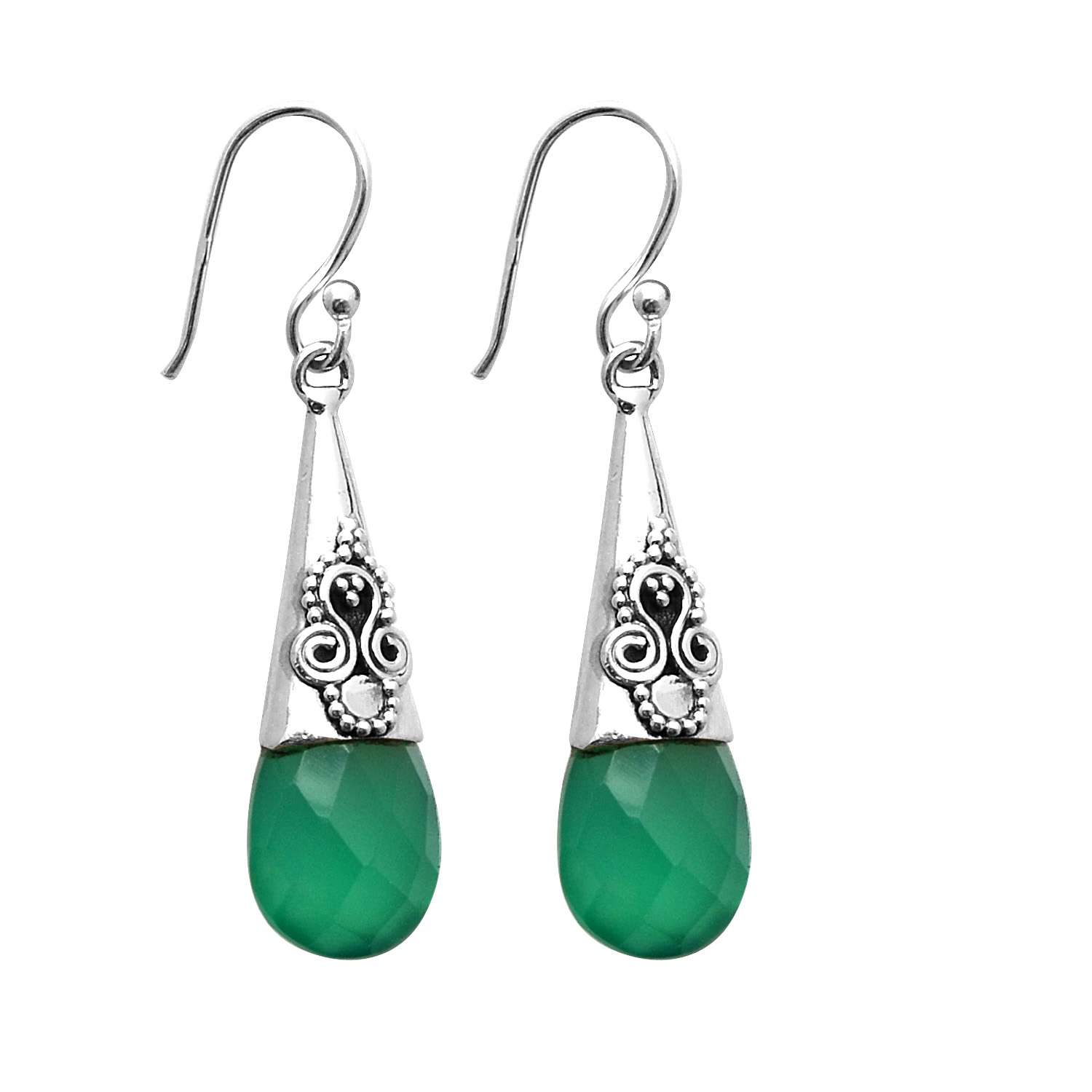 

Green Onyx Gemstone Earrings Solid 925 Sterling Silver Handmade Earrings Jewelry Gift For Women And Girls E-3124