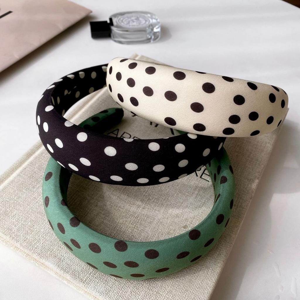 French Style Retro Wide-brimmed Polka Dot Sponge Fabric Handmade Elegant All-match High Top Hair Accessories Women