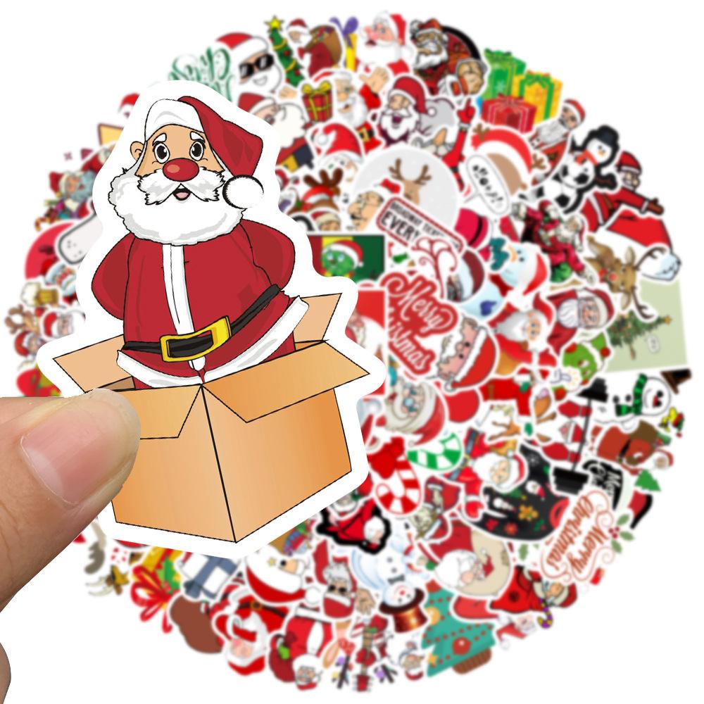 10 30 50 100PCS Cartoon Cute Santa Claus Christmas Graffiti Stickers Scooter Laptop Guitar New Year Decoration Decals Sticker F5