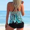 Women's Shoulder Strap Swimsuit Cashew Print Bikini Tankini Swimsuit