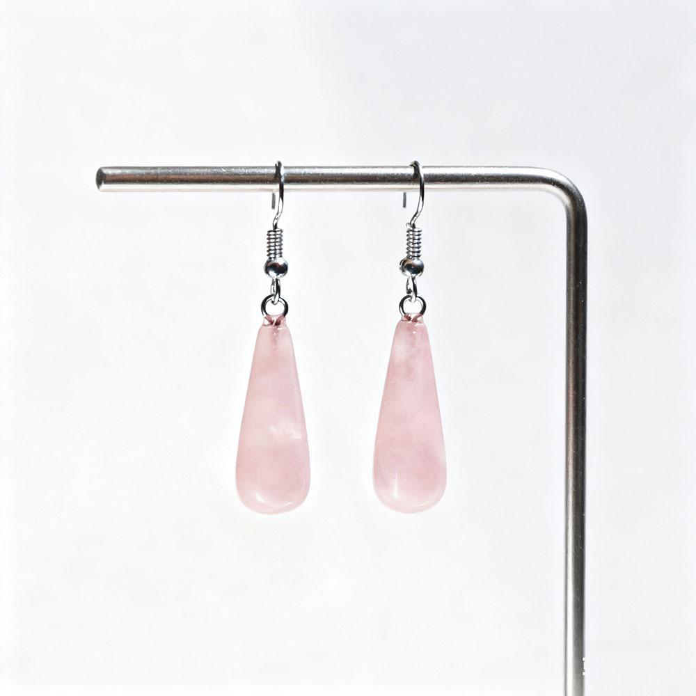 1pc Natural Stone Amethyst Green Aventurine Rose Quartz Tiger Eye Stone Pendant Earrings Bohemian Women's DIY Jewelry